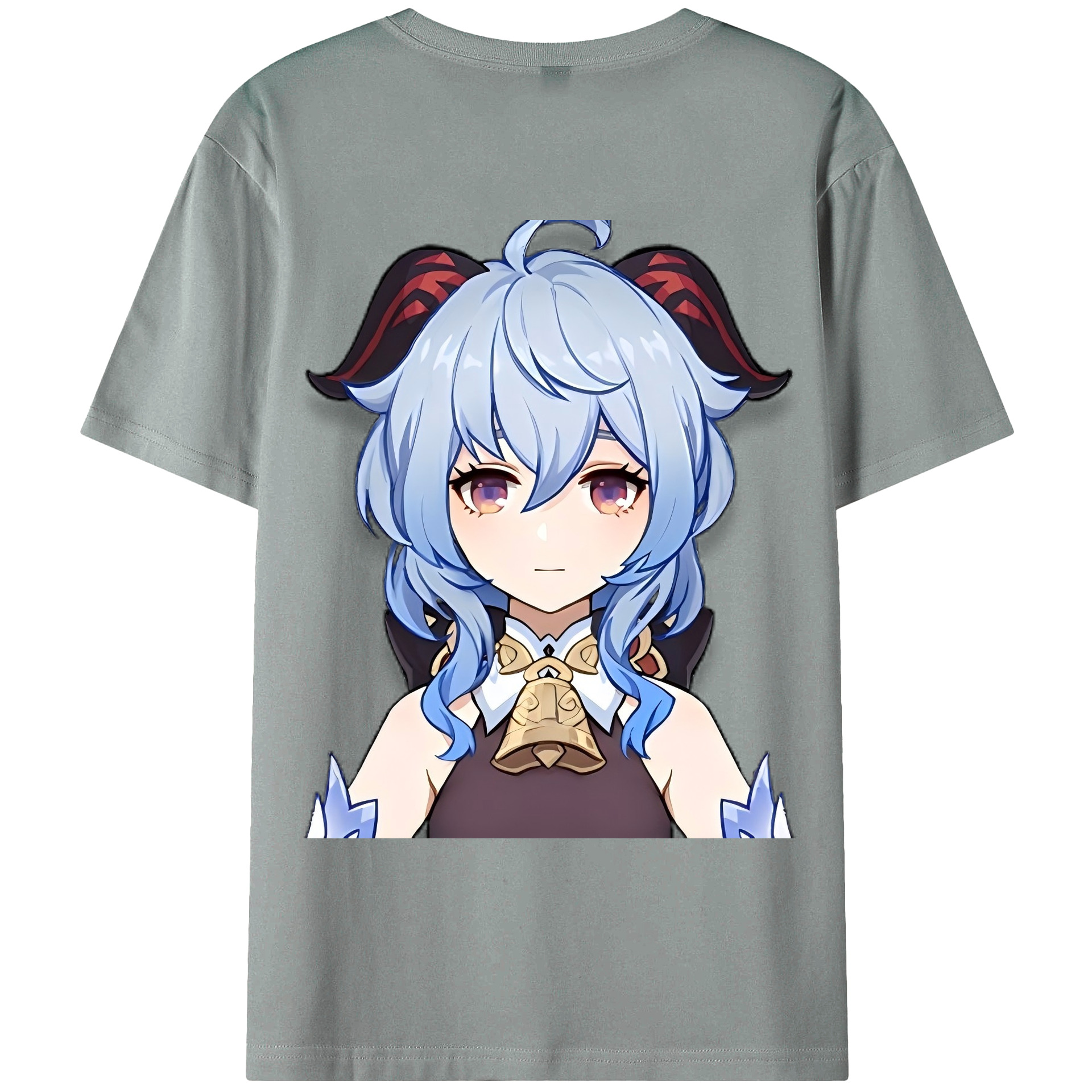 げんし神 甘雨 かんう genshin Ganyu 綿100％ メンズ半袖Tシャツ（バックプリント） 通気性